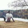 web, boardwalk, water, pond, nature reserve, man, human, to sit, reflection, relax, quiet, fall, winter, burnout, autumn mood, silence, think, lonliness, nature, life, phase of life, self-discovery, old, recreation, mindfulness